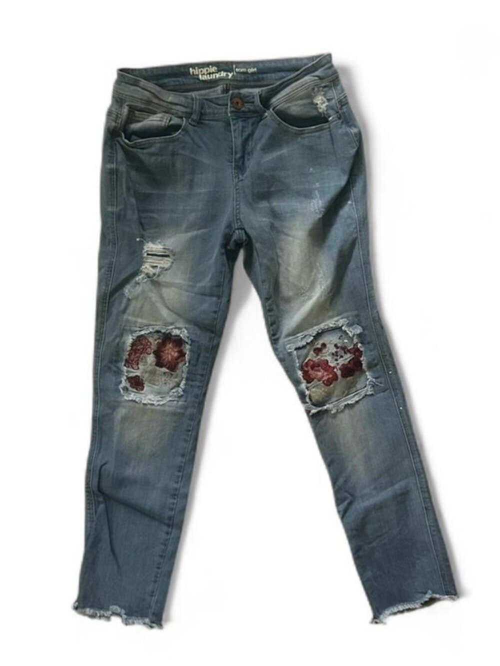 Hippie Laundry blue jeans with floral embroidery